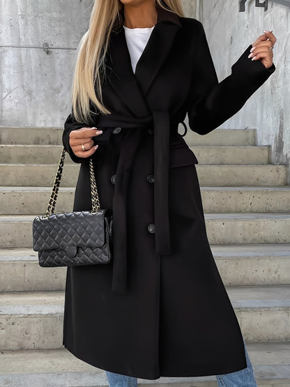Evelyn - Eleganter Zweireihermantel mit langem Revers für Damen
