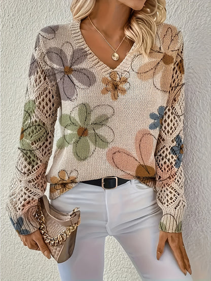 Ashtyn - Stilvoller Pullover mit Blumenmuster für Damen