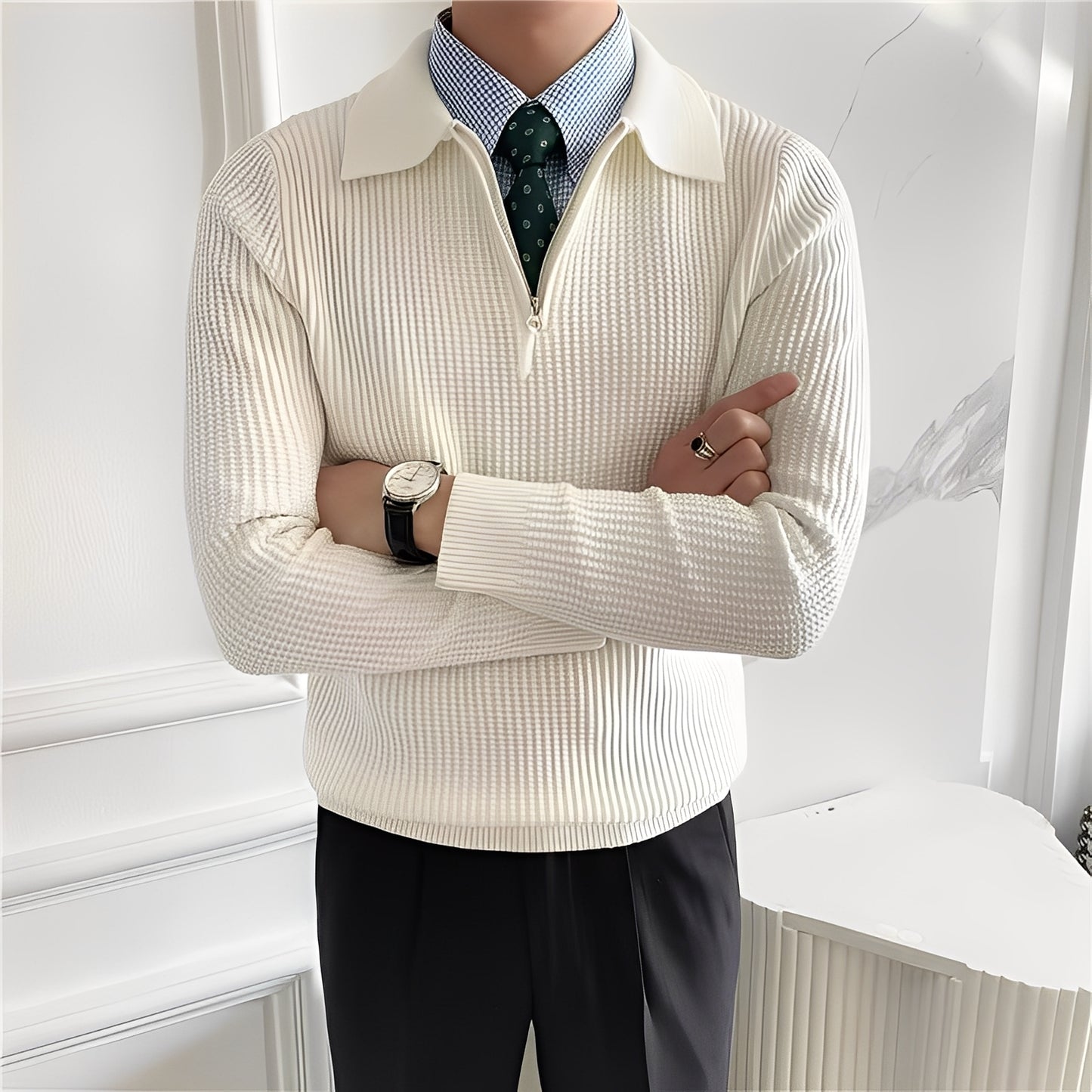 Justin - Eleganter Strickpullover mit Reißverschluss für Herren