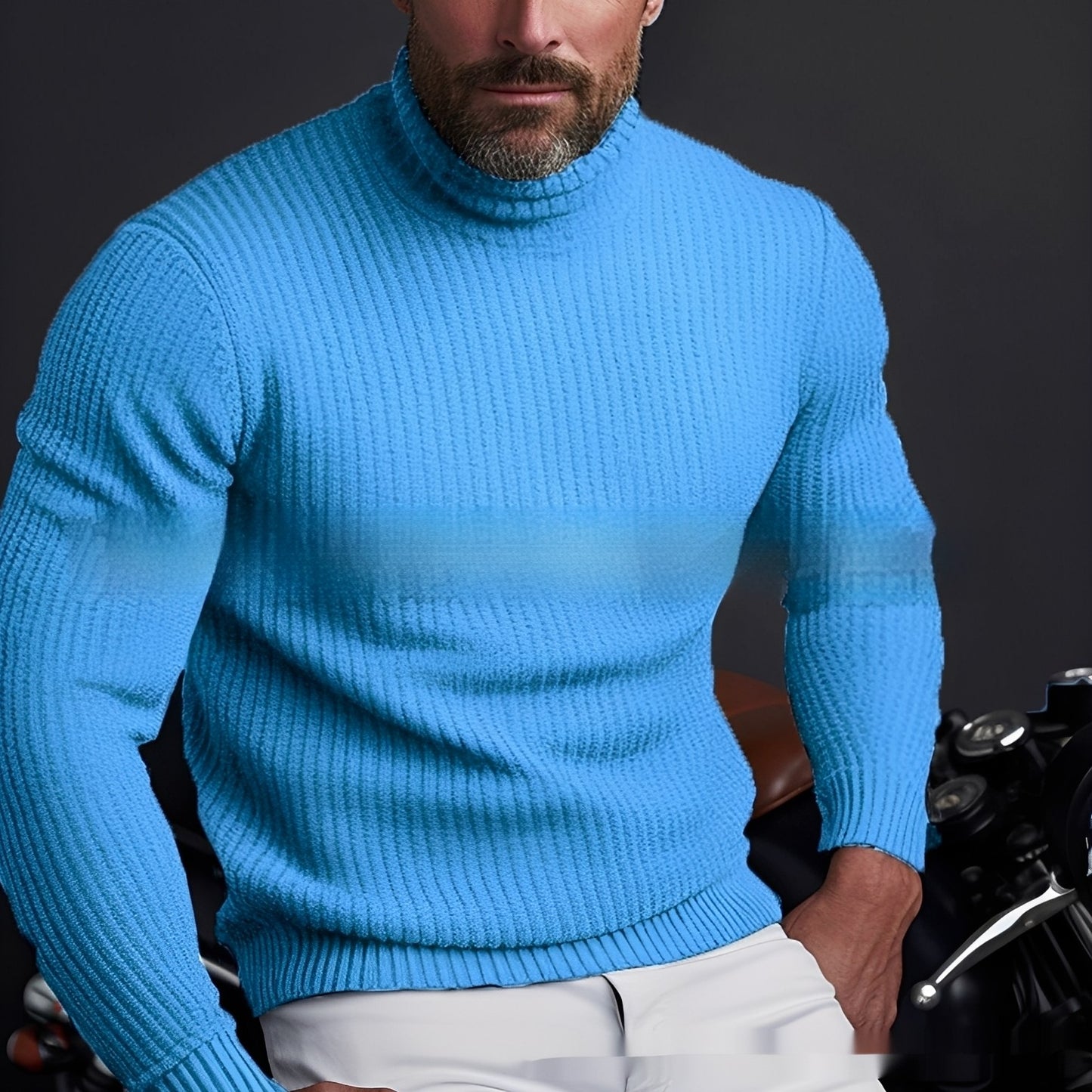 Randolf - Eleganter, schlichter Rollkragenpullover für Herren