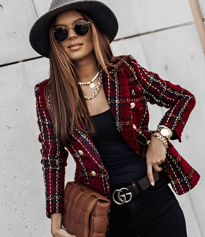 Cheri - Stilvoller, schmal geschnittener Blazer mit Karomuster für Damen