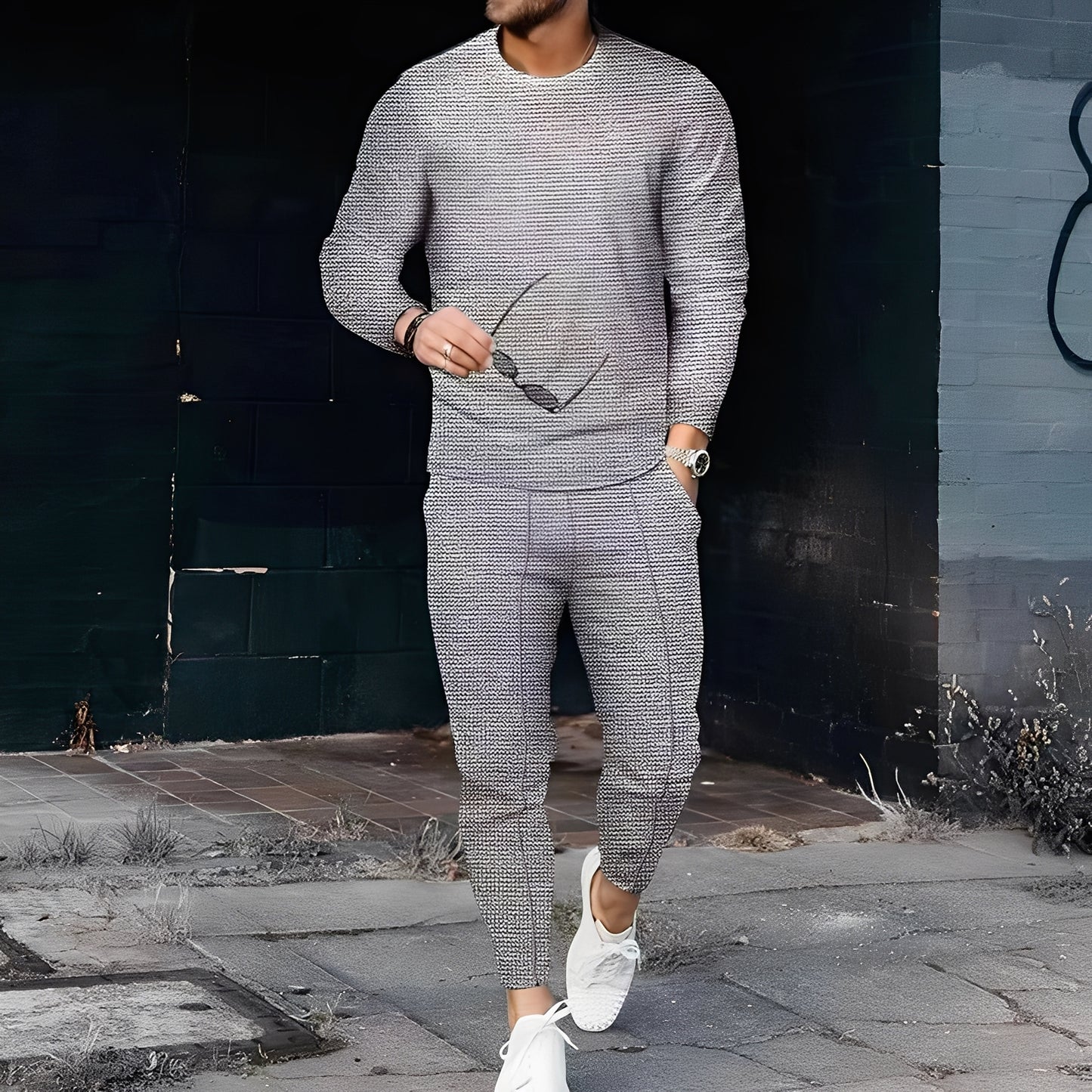 Dillan - Lässiges Slim-Fit-Set für Herren aus Waffelstoff
