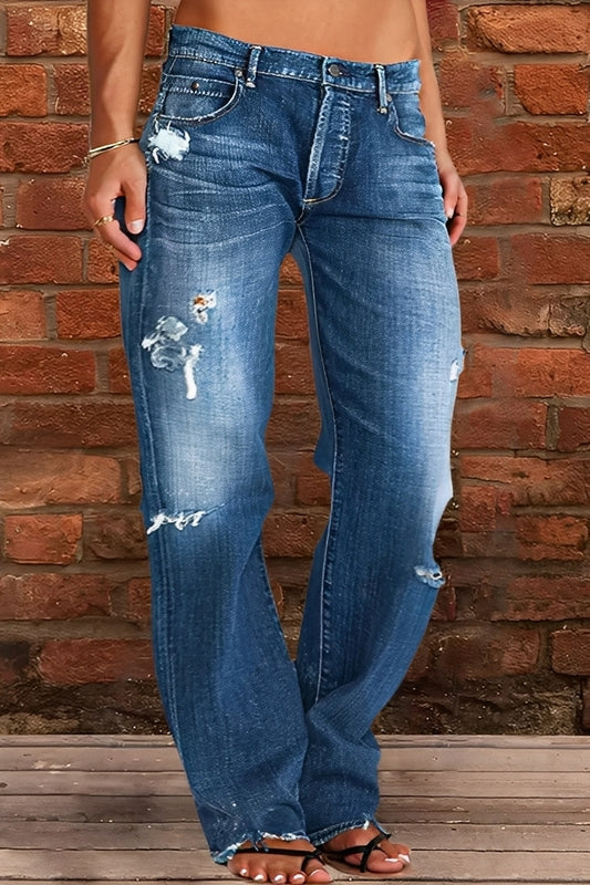 Demetria - Klassische Washed-Jeans mit niedriger Taille für Damen