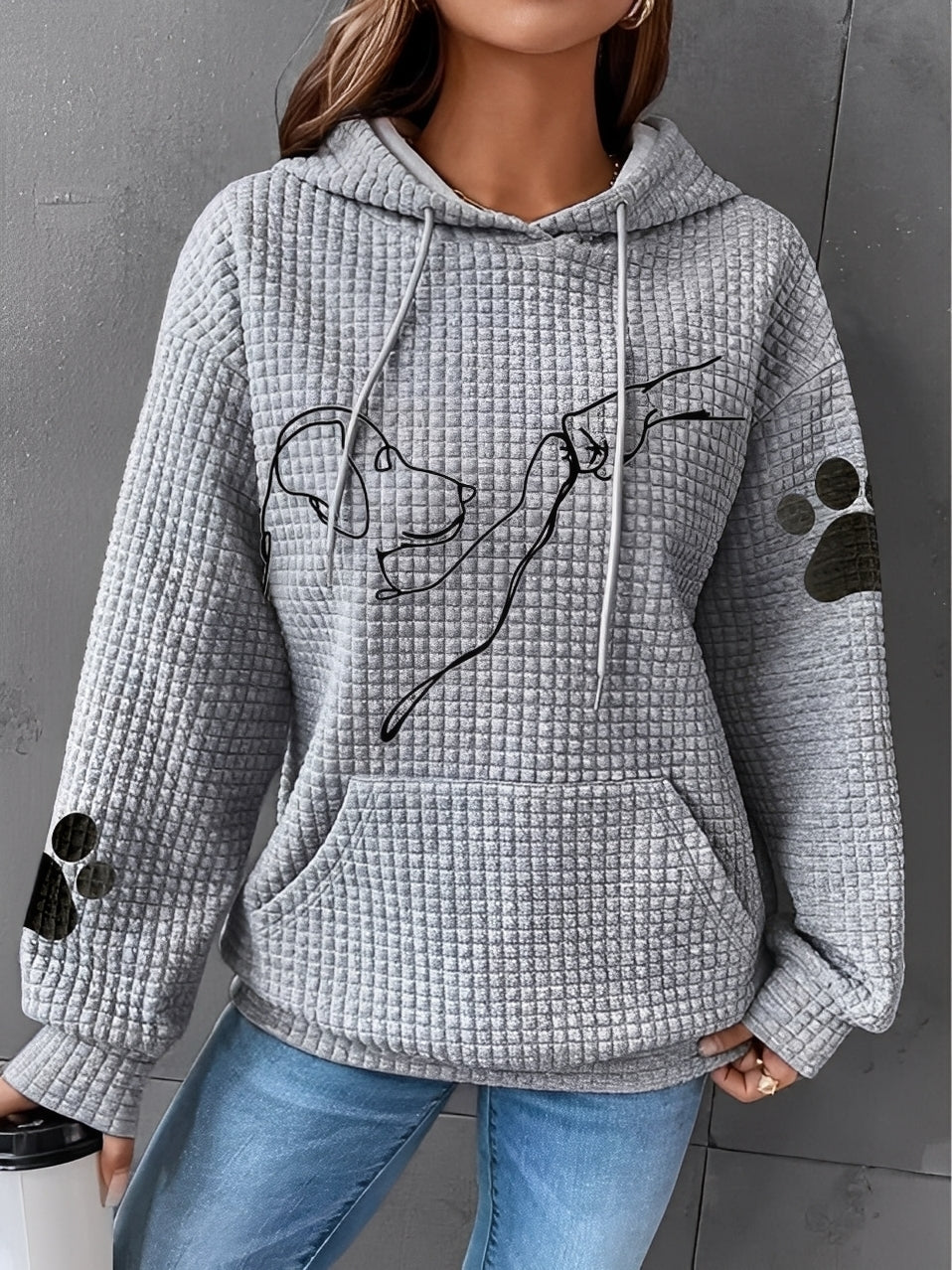 Berenice - Bedrucktes, warmes Kapuzensweatshirt für Damen