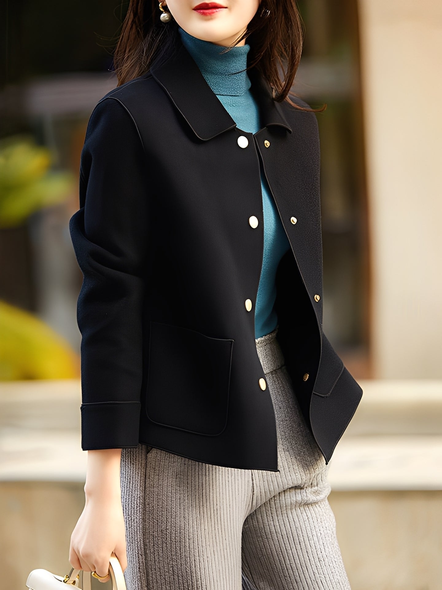 Meade - Elegante, warme Button-Down-Jacke für Damen