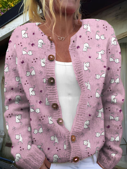 Kandace - Stilvolle Strickjacke mit Blumenmuster für Damen