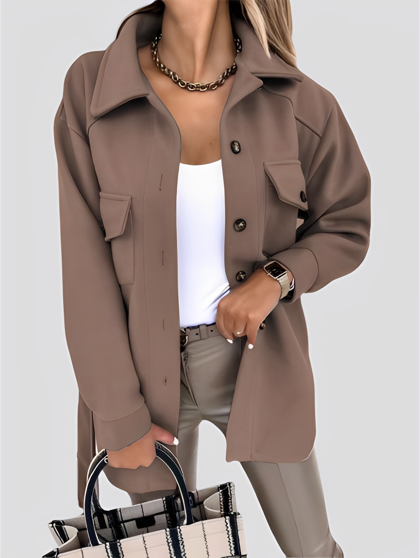 Tiffanie - Moderne, leichte Wolljacke mit Reverskragen für Damen