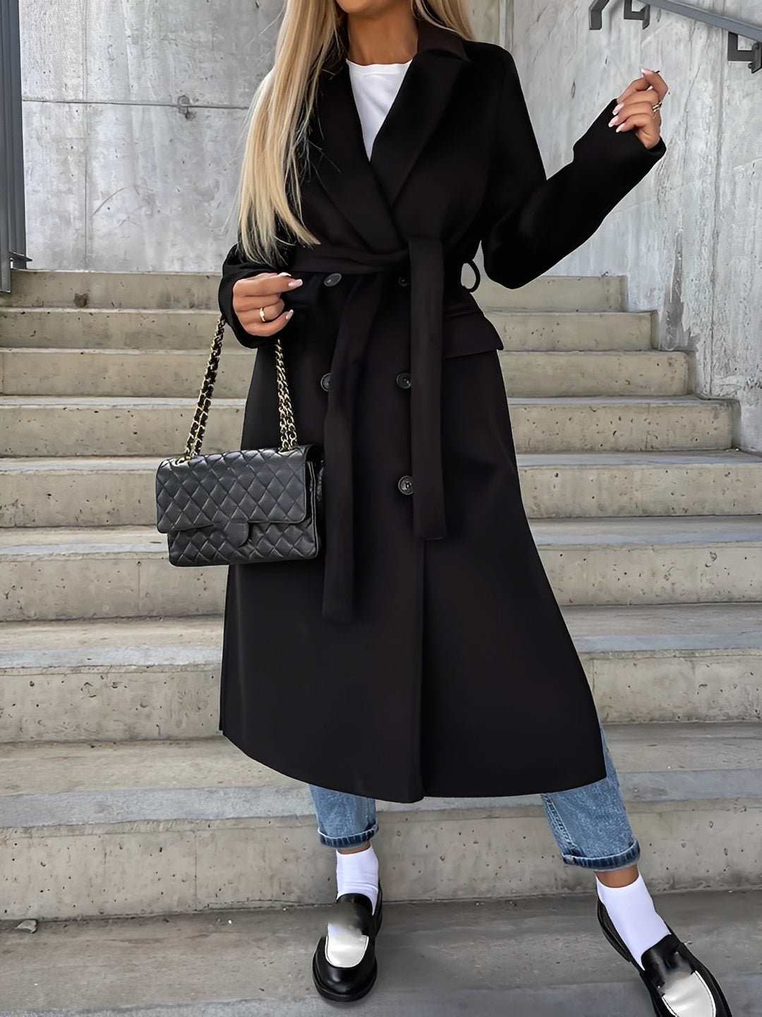 Suzanne - Klassischer Zweireihermantel mit Gürtel für Damen