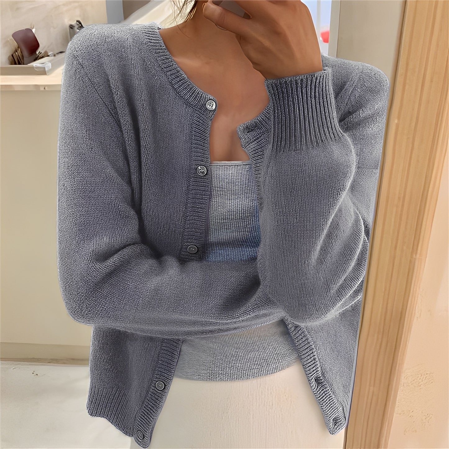 Jaqueline - Schlichter, stilvoller Strickcardigan für Damen