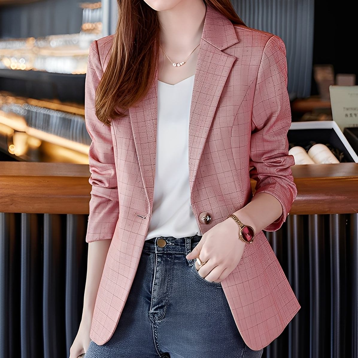 Claudia - Eleganter Blazer mit Karomuster für Damen
