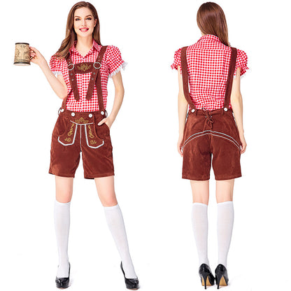 Dahlia - Oktoberfest-Outfit mit karierter Latzhose für Damen