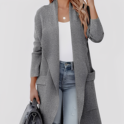 Chantal - Lässige lange Tweed-Strickjacke für Damen