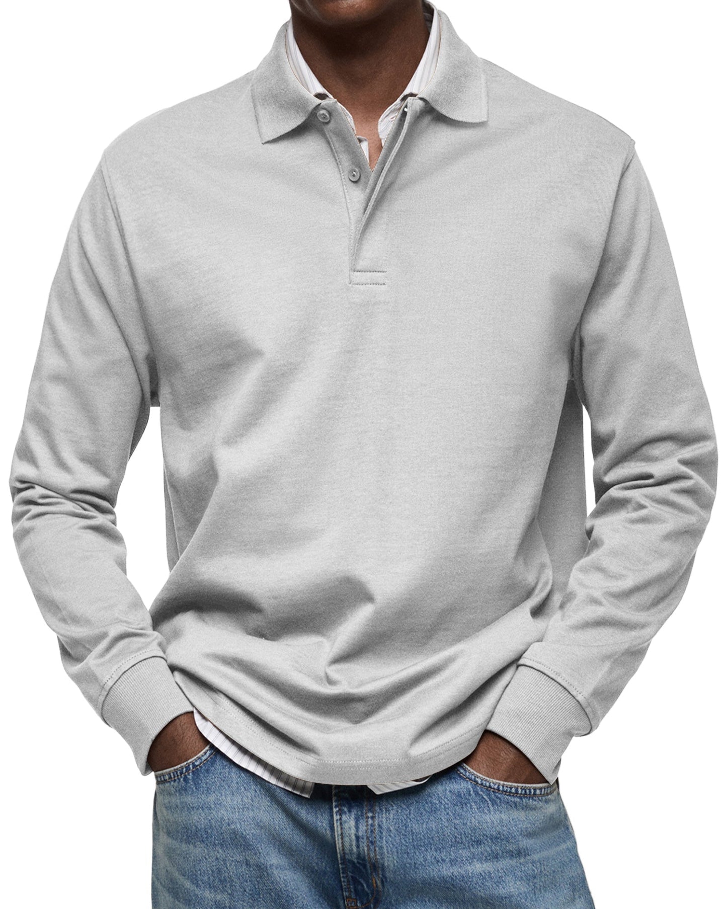 Dewey - Schlichtes Langarm-Poloshirt für Herren