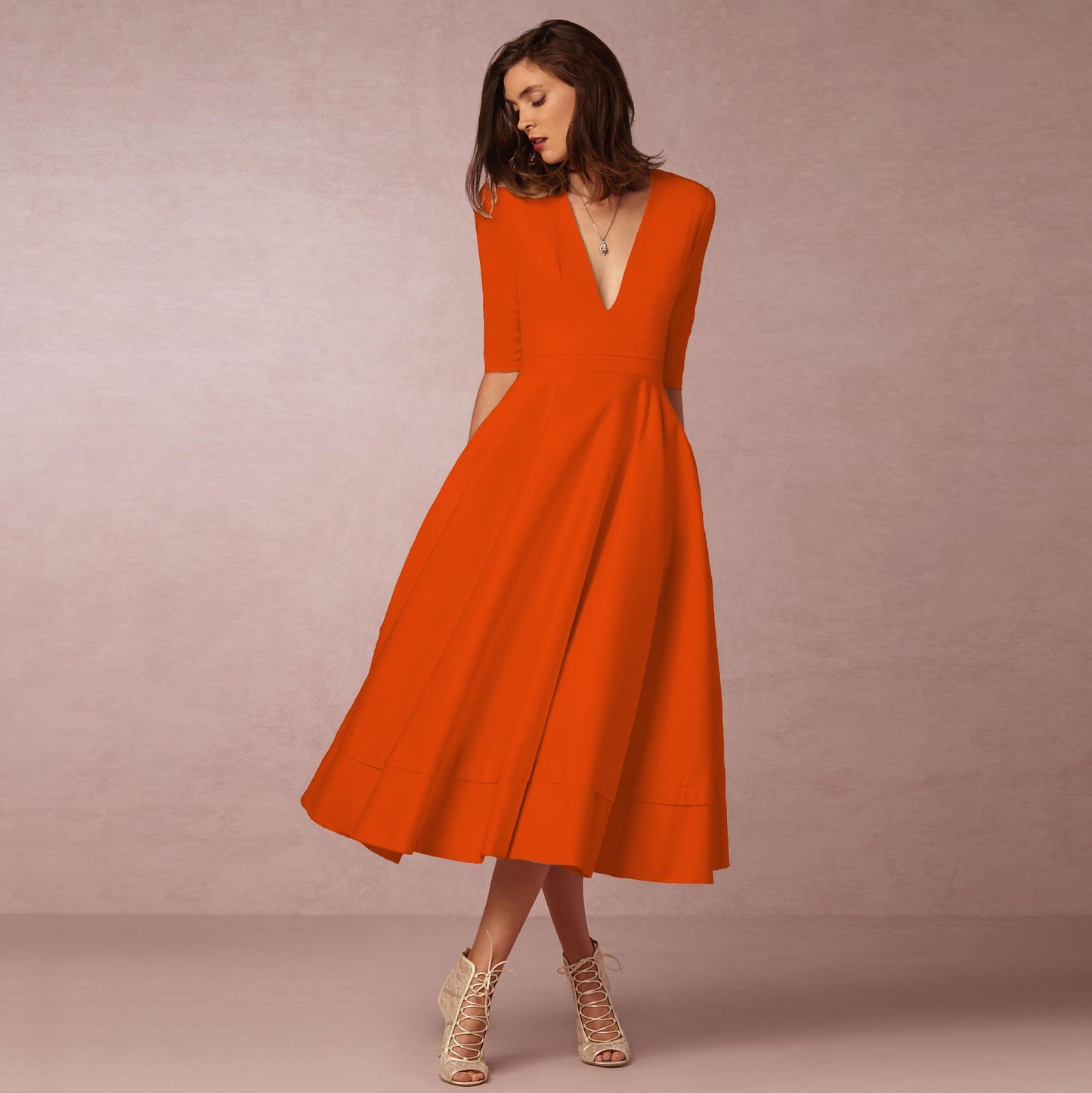 Sharise - Lässiges Kleid mit V-Ausschnitt für Damen