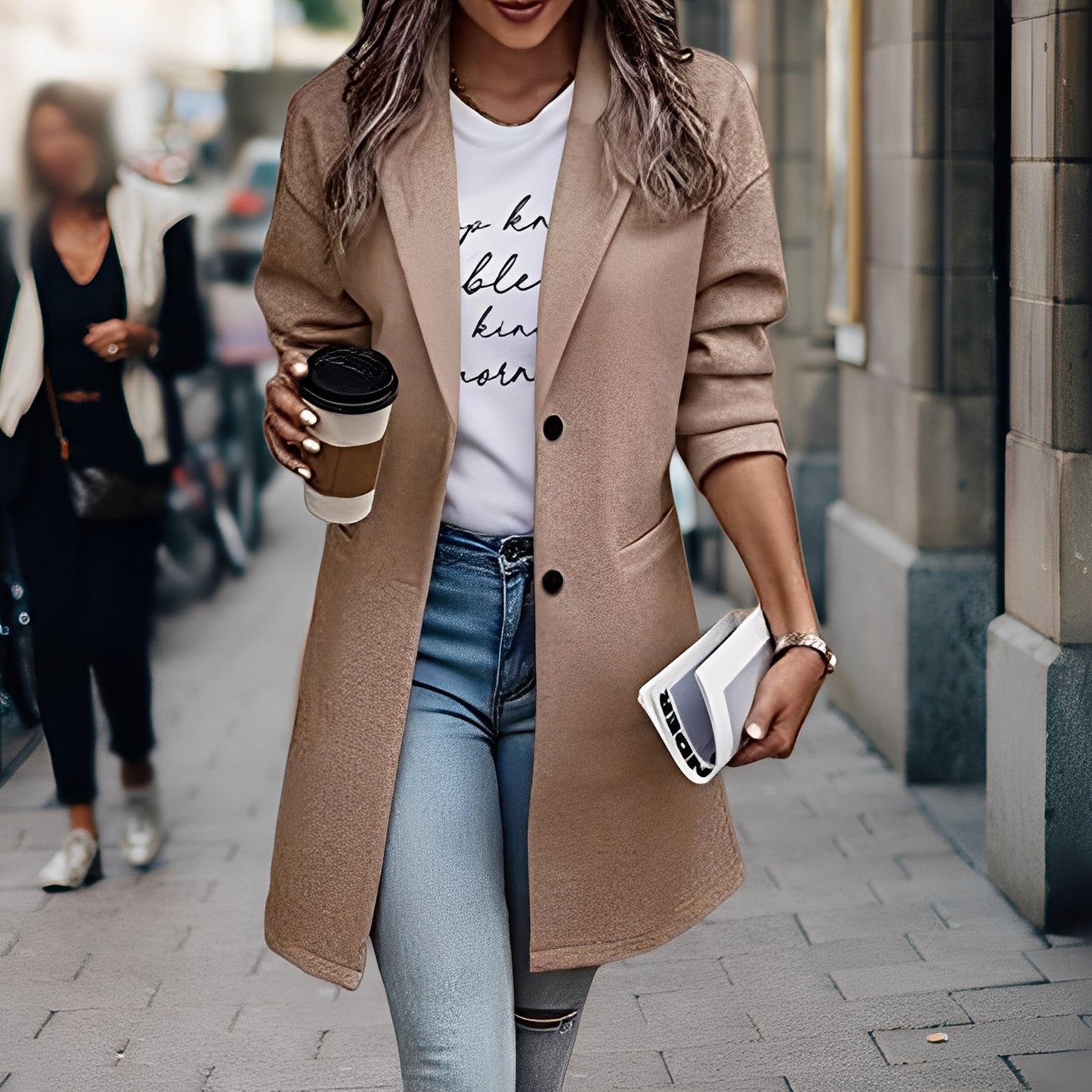 Samantha - Moderner, dicker Wollmantel für Damen