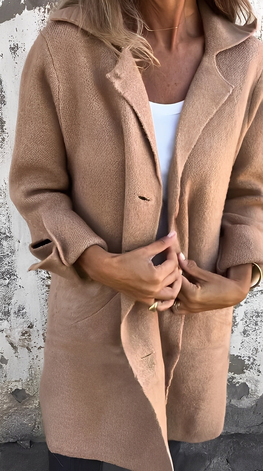 Meridith - Stilvoller langer Mantel mit Reverskragen für Damen