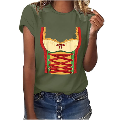 Hazel - Lässiges Oktoberfest-T-Shirt mit Print für Damen
