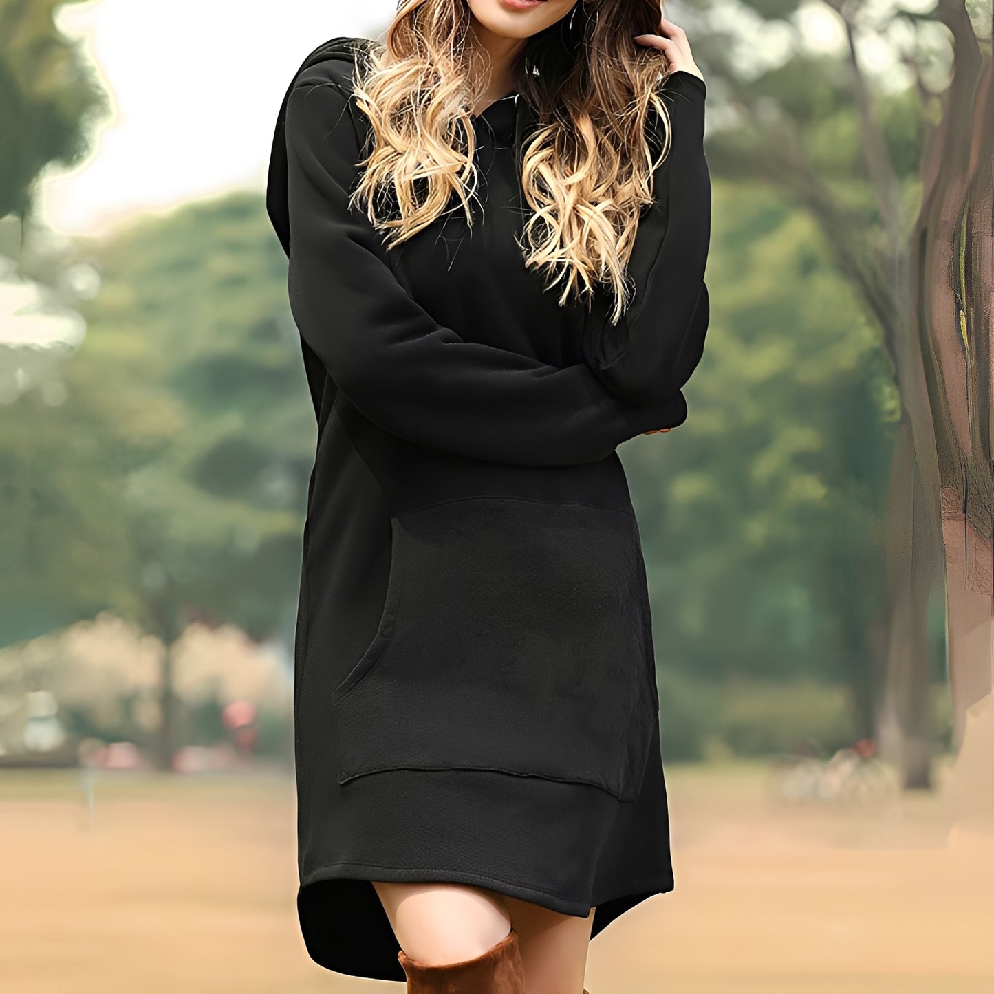 Glenna - Lockeres, langärmeliges Kapuzenkleid für Damen