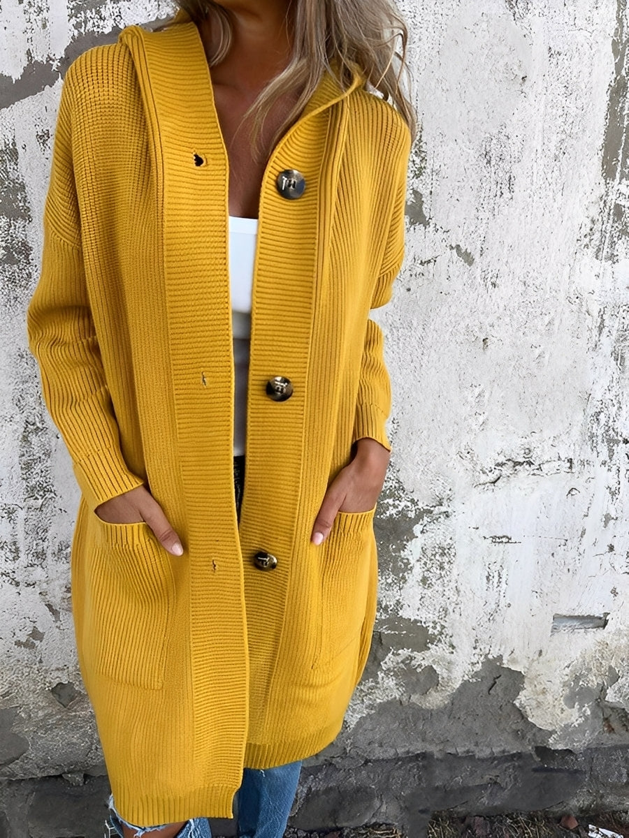 Kimmie - Lässiger langer Cardigan mit Kapuze für Damen