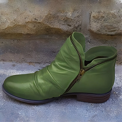Veronica - Retro-Lederstiefel mit Reißverschluss für Damen