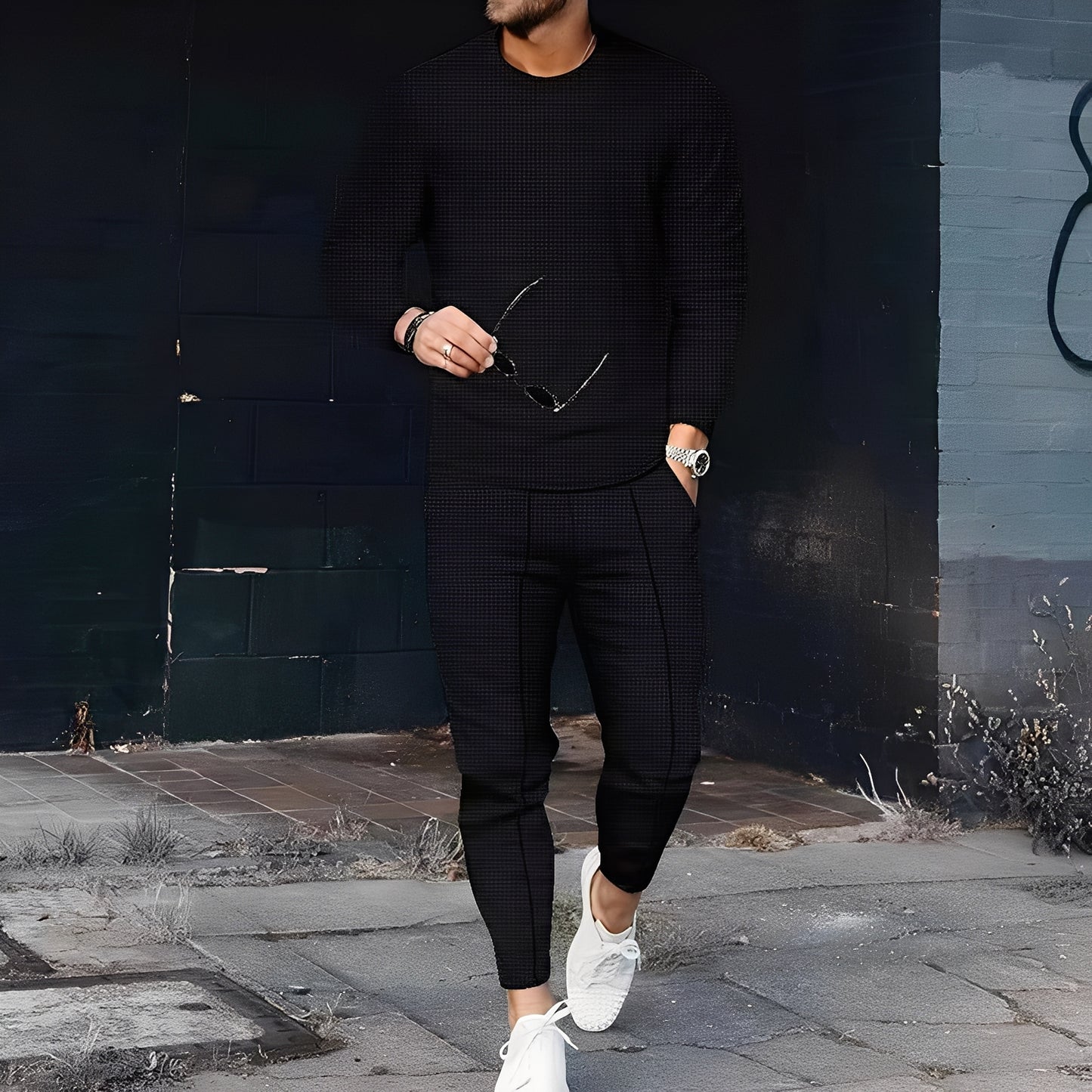 Dillan - Lässiges Slim-Fit-Set für Herren aus Waffelstoff