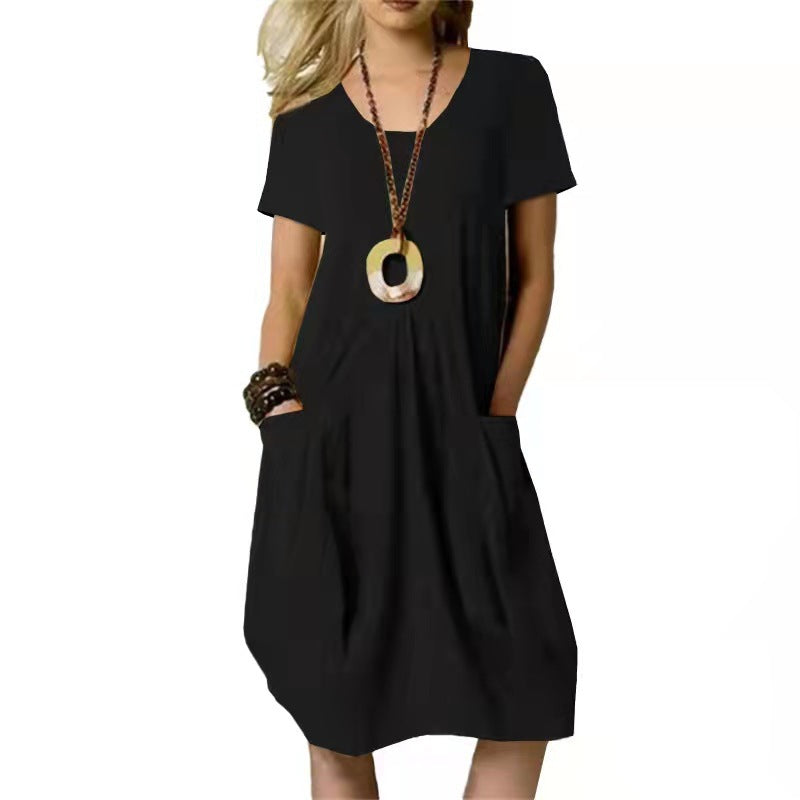 Carly - Sommerliches, einfarbiges, locker sitzendes Kleid