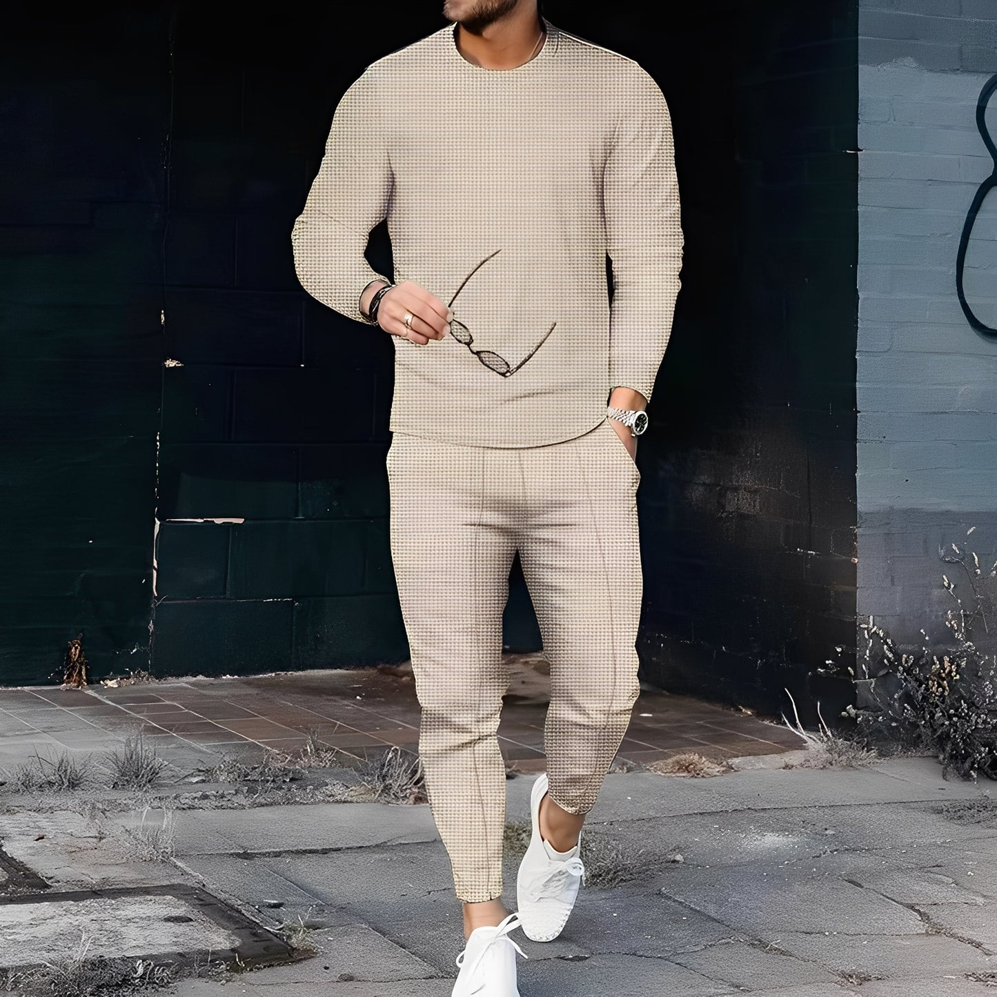 Dillan - Lässiges Slim-Fit-Set für Herren aus Waffelstoff