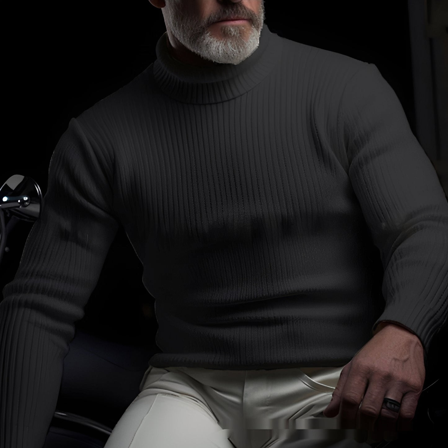 Randolf - Eleganter, schlichter Rollkragenpullover für Herren