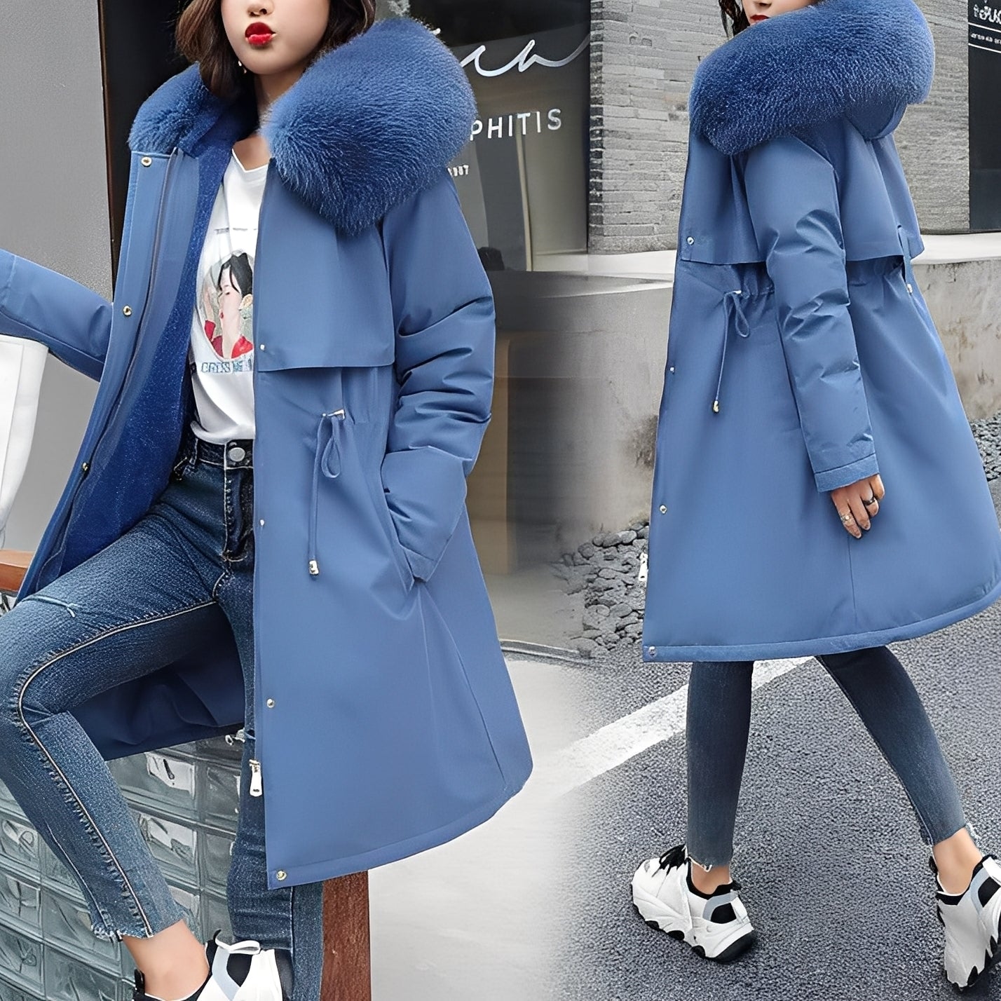 Evette - Stilvoller, warmer, wattierter Mantel mit Kapuze für Damen