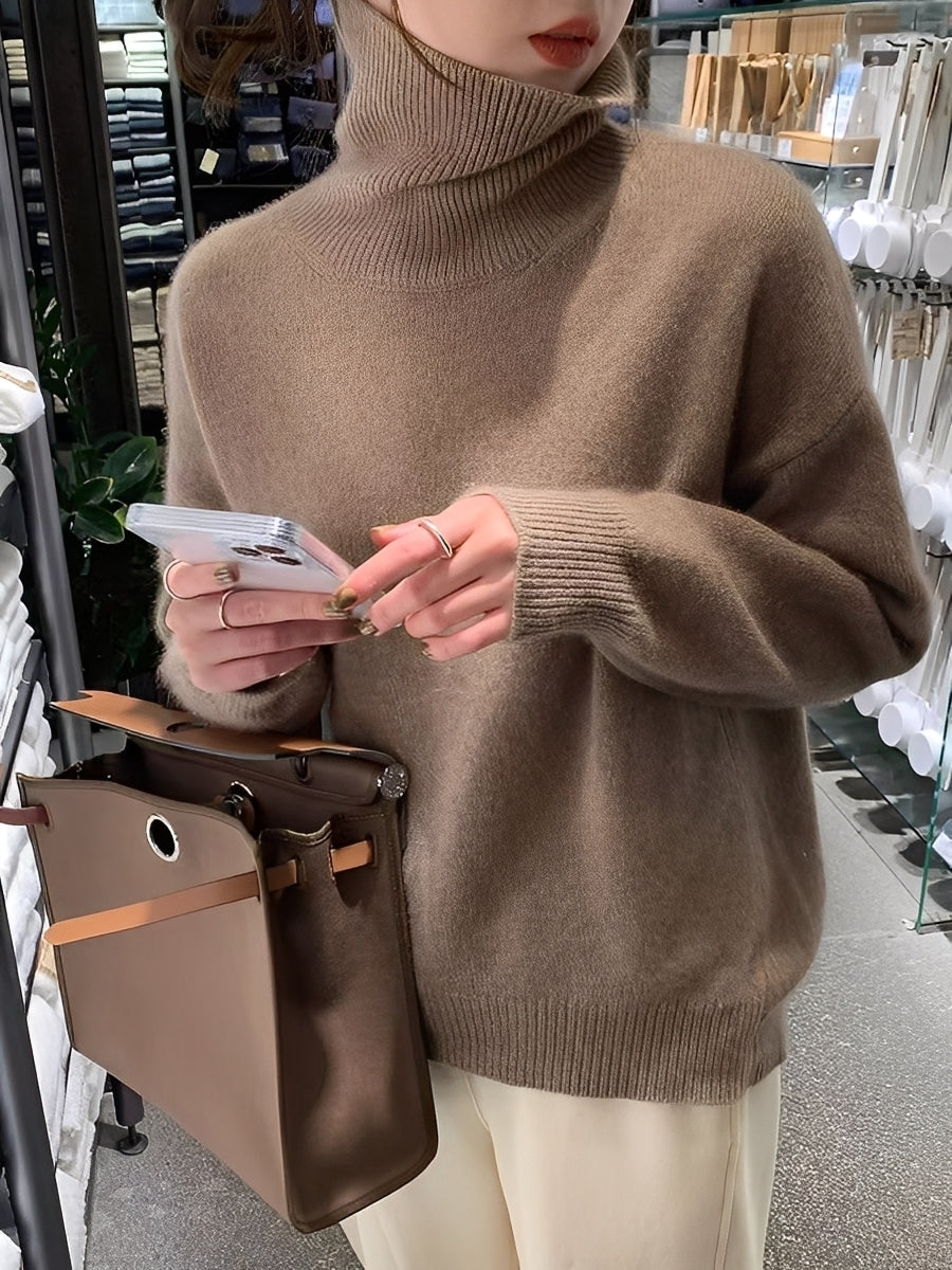 Yvette - Lockerer Kaschmir-Rollkragenpullover für Damen