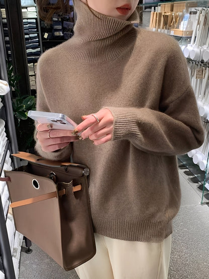Yvette - Lockerer Kaschmir-Rollkragenpullover für Damen
