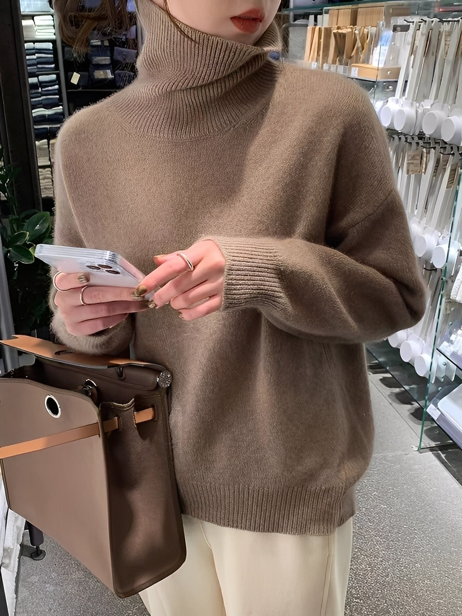 Adrienne - Stilvoller, locker sitzender Kaschmir-Rollkragenpullover
