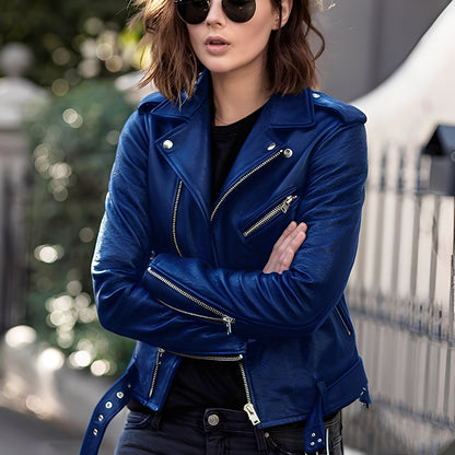 Miranda - Klassische Lederjacke mit Reißverschluss für Damen