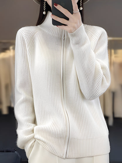 Brylee - Modische Wollstrickjacke mit Reißverschluss für Damen