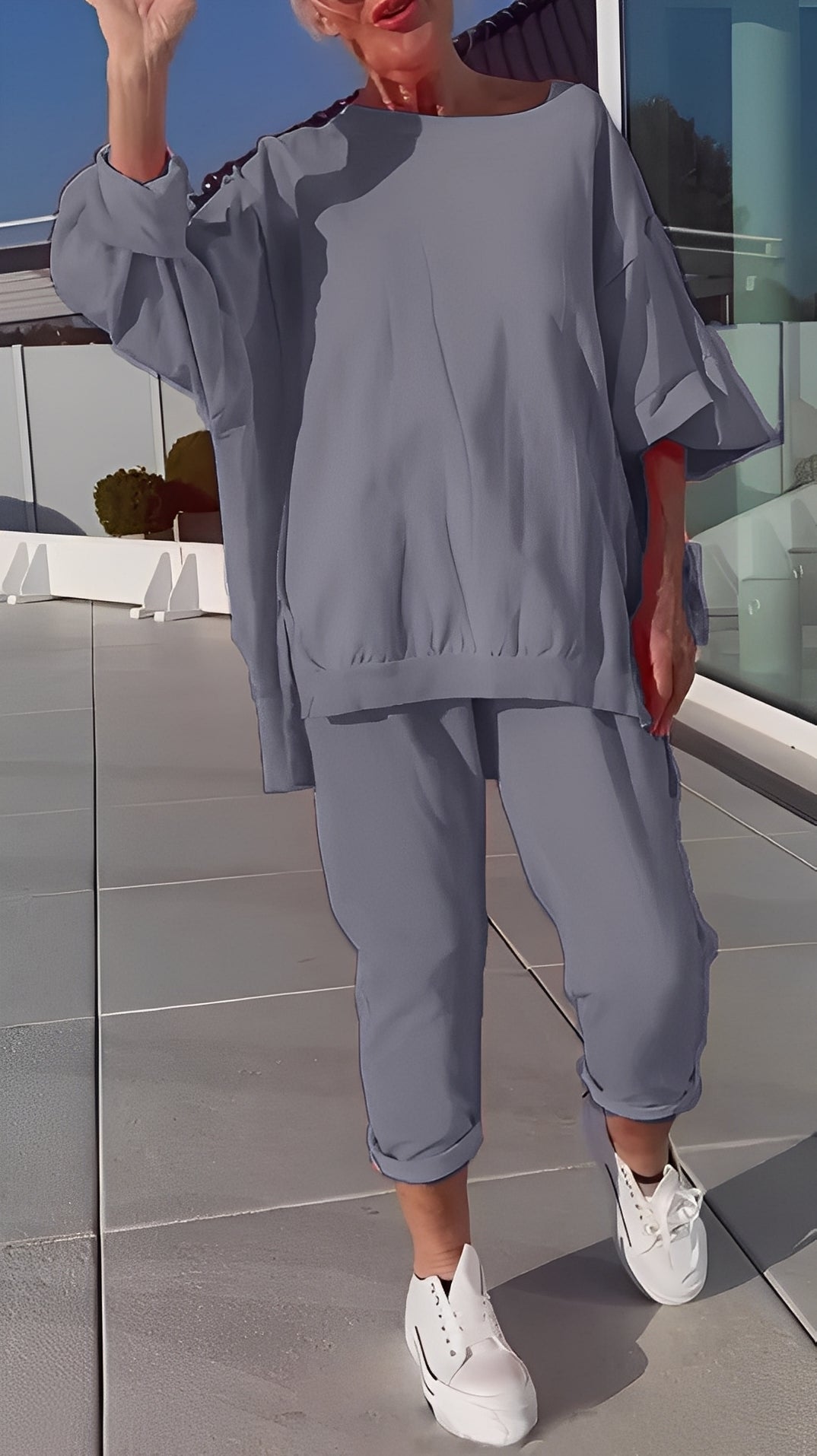 Eleanore - Lässiges Set aus lockerem Oberteil und Hose für Damen