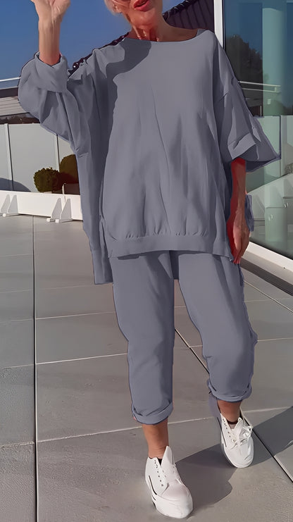 Eleanore - Lässiges Set aus lockerem Oberteil und Hose für Damen