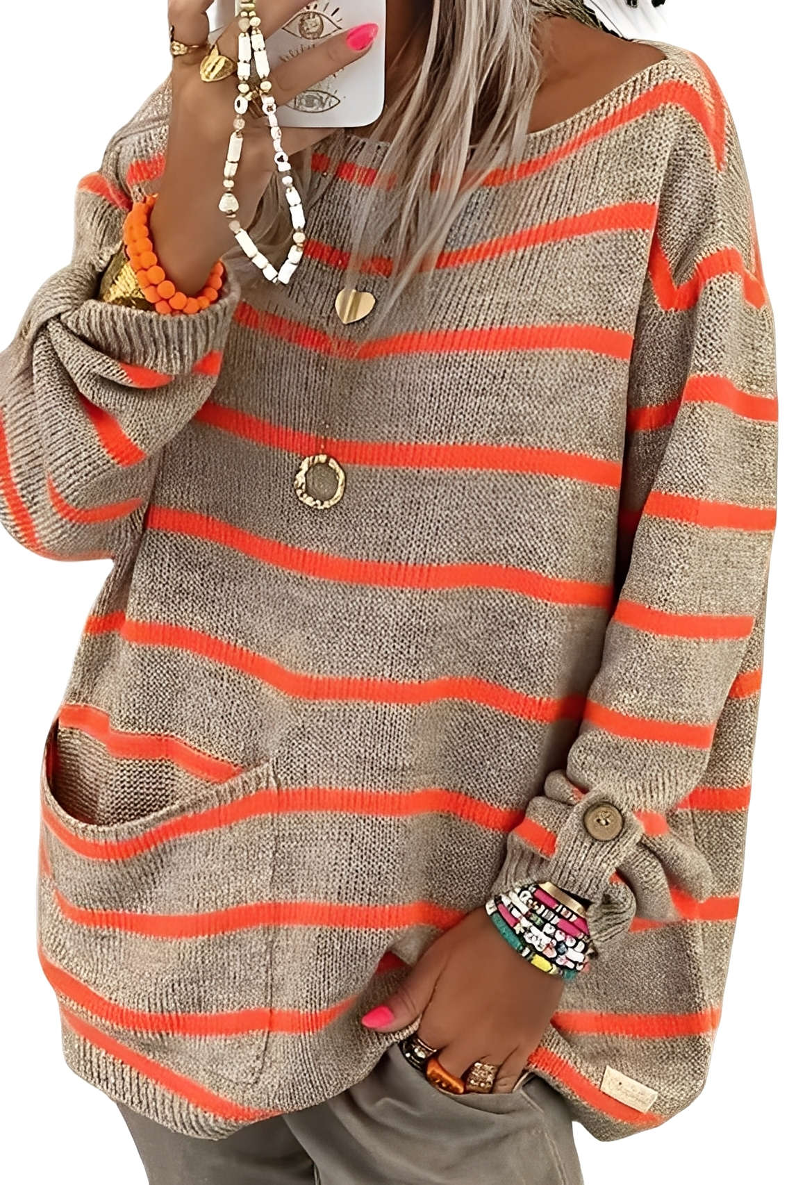 Elianna - Lässiger, locker geschnittener Streifenpullover für Damen