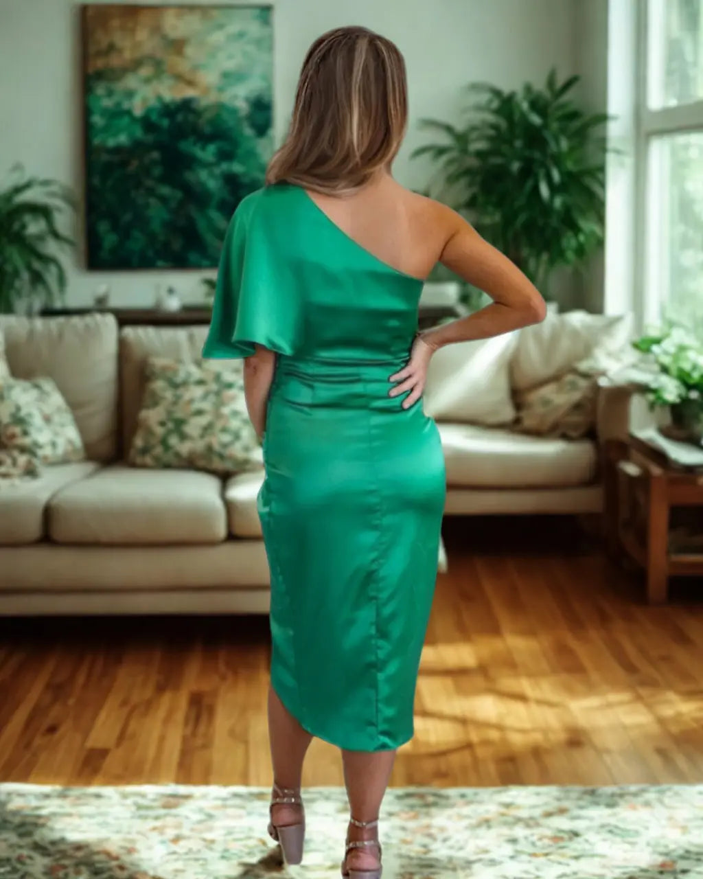 Aisha - Glamouröses Drapé-Midikleid für Damen