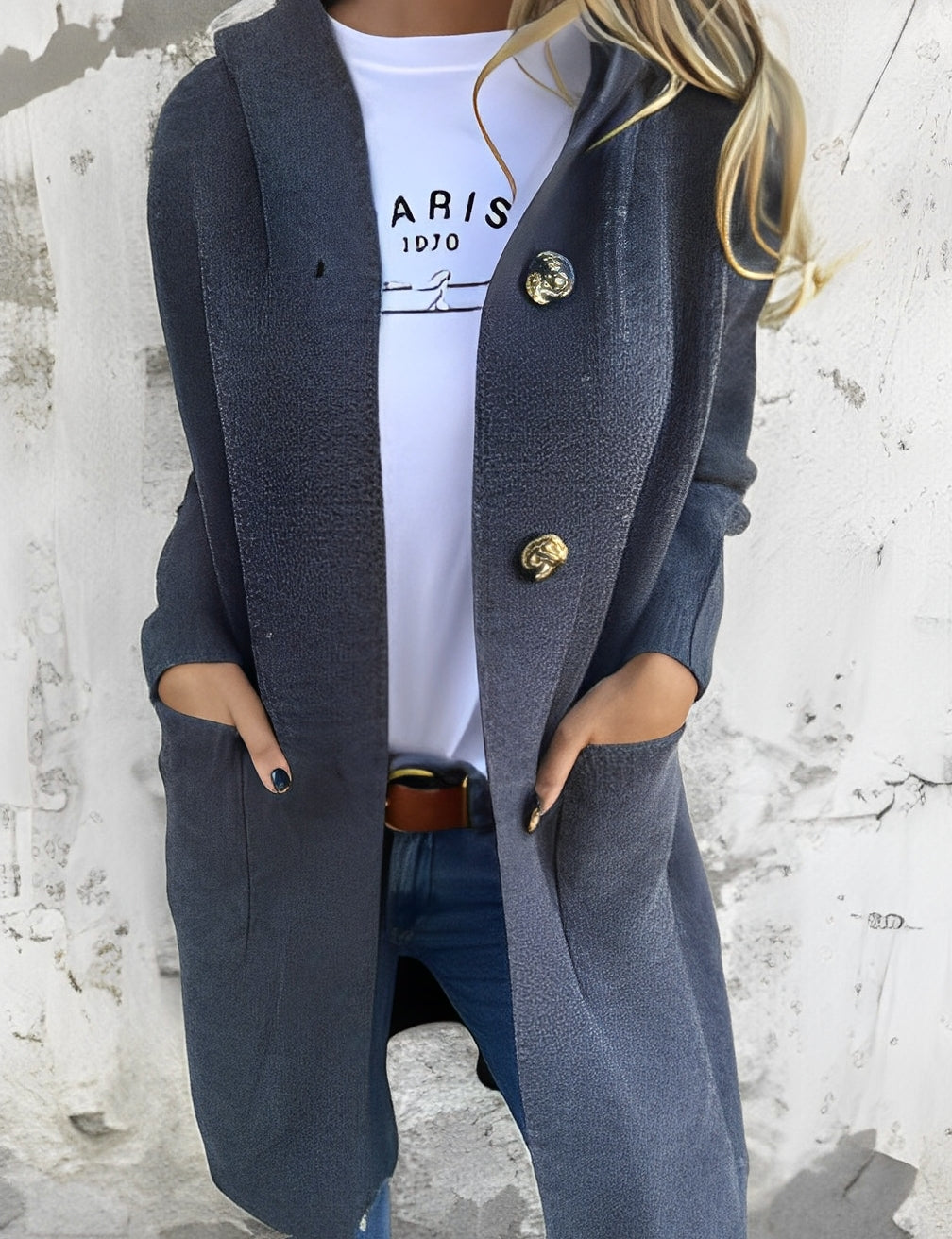 Kimmie - Lässiger langer Cardigan mit Kapuze für Damen