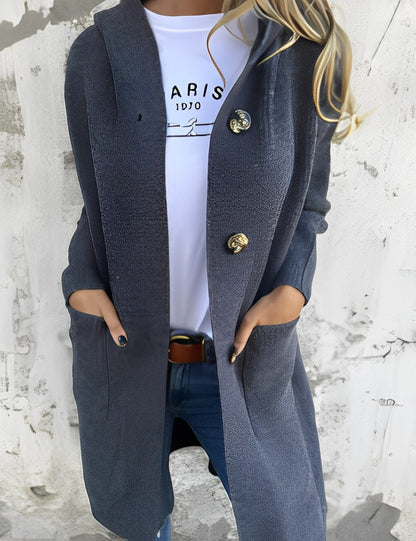 Kimmie - Lässiger langer Cardigan mit Kapuze für Damen