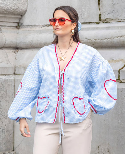 Claudia – Bluse Gingham mit Knoten