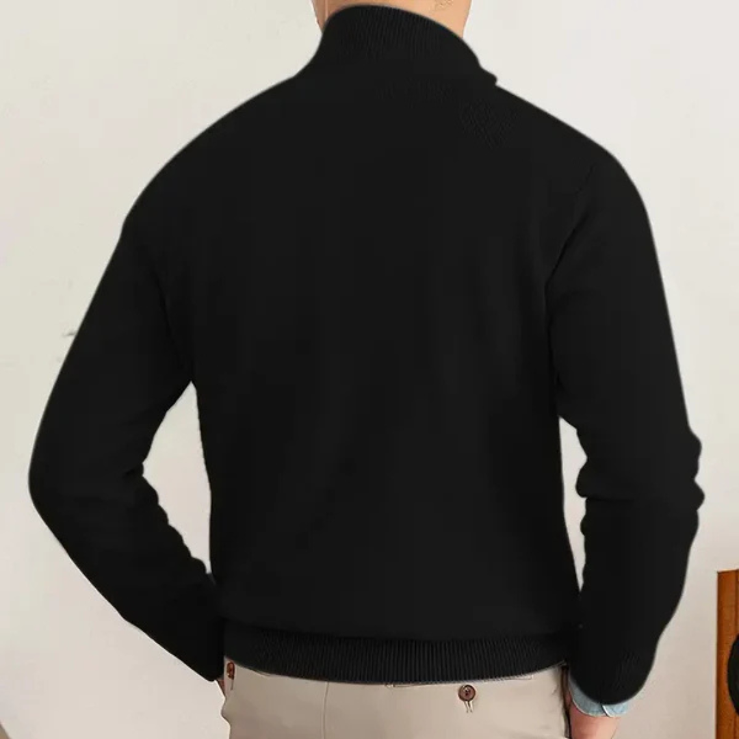 Olivier - Baumwollpullover mit halbem Reißverschluss