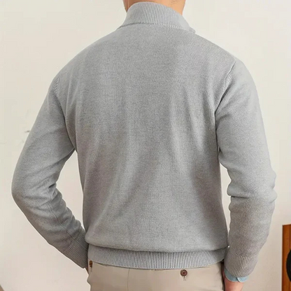 Olivier - Baumwollpullover mit halbem Reißverschluss