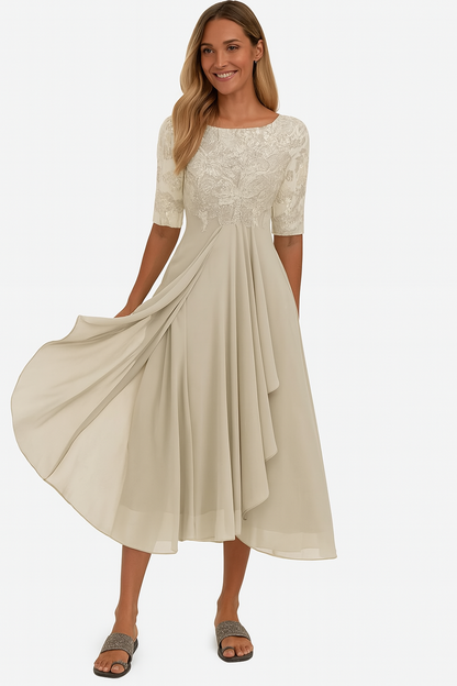 Ximena - Schönes Damen-Spitzenkleid Knielang