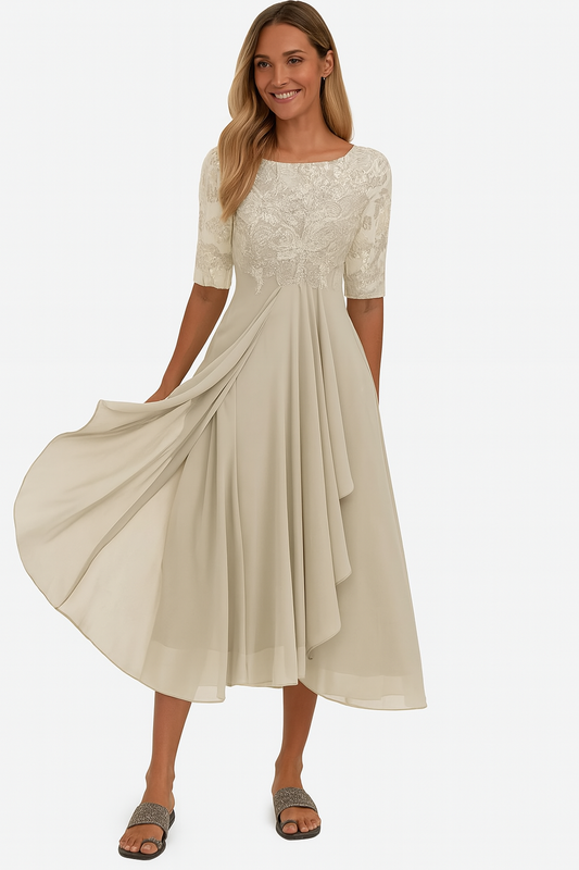 Ximena - Schönes Damen-Spitzenkleid Knielang