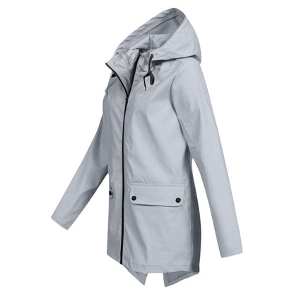Aredhel - Damen langer Regenmantel mit Kapuze