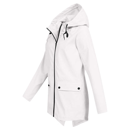 Aredhel - Damen langer Regenmantel mit Kapuze