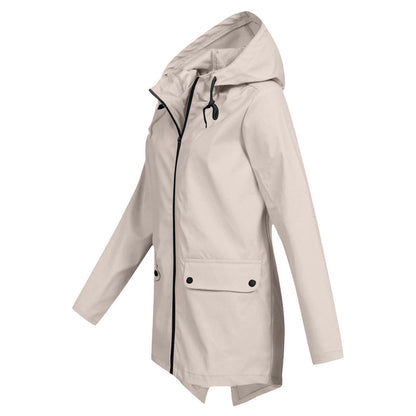 Aredhel - Damen langer Regenmantel mit Kapuze