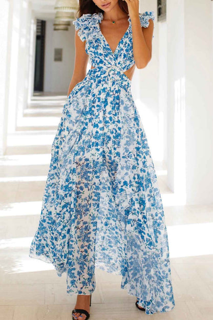 Noemi – Maxikleid mit Cut-Out und hohem Schlitz
