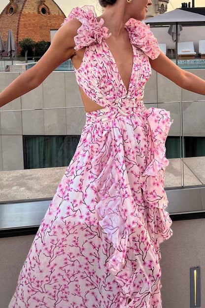 Noemi – Maxikleid mit Cut-Out und hohem Schlitz